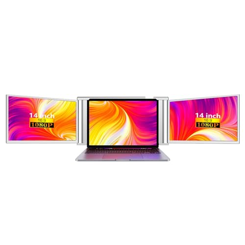 docooler Erweiterungsbildschirm für 14 Zoll Laptop Tragbarer Monitor mit drei Bildschirmen FHD mit 1 Kabel für 2 Displays für Windows, MacOS für 13,3-16,5 Zoll Laptop von Docooler