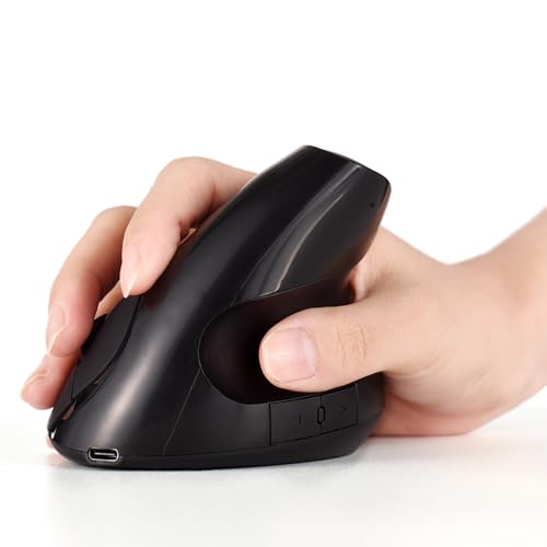 docooler Vertikale Maus Ergonomisch Wiederaufladbare Kabellose Maus 2,4 GHz Gaming Maus mit USB-C Aufladung 2400 Bewegungsgeschwindigkeit für Laptop Büro Zuhause Maus von Docooler