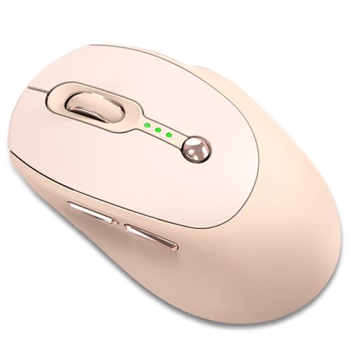 docooler Wireless 2.4G BT5.0 Maus Rosa Wiederaufladbare Dual-Mode 1000/1600/2400 DPI mit USB Power Display Office Business Girls Wiederaufladbare Maus Niedlich Lange Akkulaufzeit von Docooler
