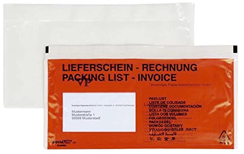 Docufix Begleitpapiertaschen mit Aufdruck Lieferschein - Rechnung, DL, 250 Stück von Docufix