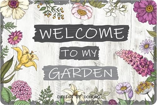 DODINO 20x30cm retro blechschild WELCOME TO MY GARDEN Vintage Retro Metallschild Flora Blumen von Dodino