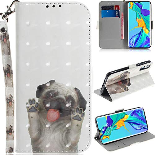DodoBuy Huawei P30 Pro Hülle 3D Magnetische Flip PU Leder Schutzhülle Handy Tasche Case Cover Ständer mit Kartenfächer Trageschlaufe für Huawei P30 Pro - Hund von DodoBuy