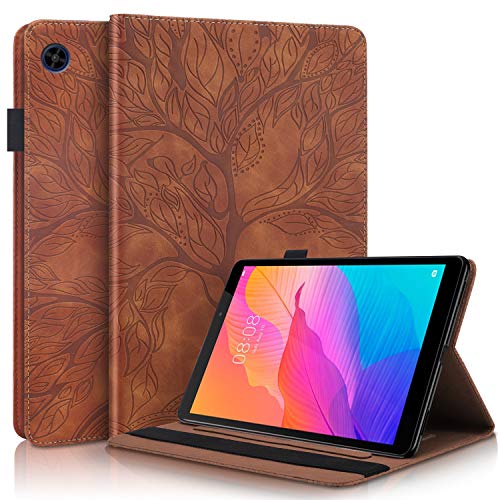 DodoBuy Hülle für Huawei MatePad T8 8 Zoll Tablet, Leben Baum Muster Flip Smart Cover PU Leder Schutzhülle Tasche Brieftasche Wallet Case Ständer mit Kartenfächer Gummiband - Braun von DodoBuy