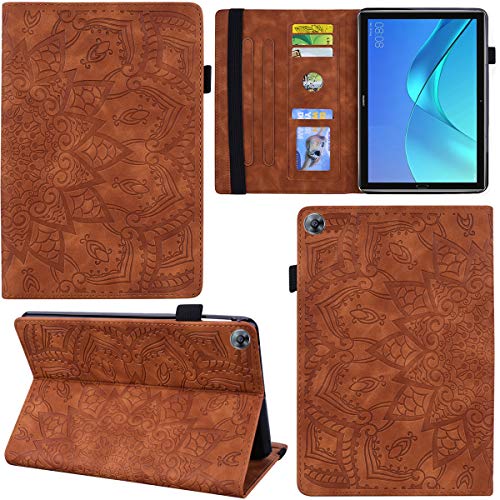 DodoBuy Hülle für Huawei MediaPad M5 10/10 Pro 10,8" Tablet, Mandala Muster Flip Smart Cover PU Leder Schutzhülle Tasche Multi-Winkel Wallet Case Ständer mit Kartenfächer - Braun von DodoBuy