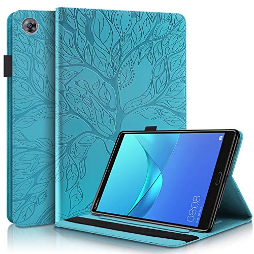 DodoBuy Hülle für Huawei MediaPad M5 10/10 Pro 10.8" Tablet, Leben Baum Muster Flip Smart Cover PU Leder Schutzhülle Tasche Brieftasche Wallet Case Ständer mit Kartenfächer Gummiband - Blau von DodoBuy