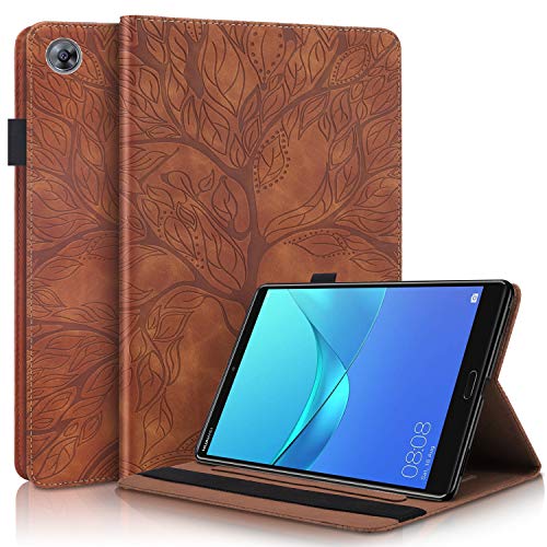 DodoBuy Hülle für Huawei MediaPad M5 10/10 Pro 10.8" Tablet, Leben Baum Muster Flip Smart Cover PU Leder Schutzhülle Tasche Brieftasche Wallet Case Ständer mit Kartenfächer Gummiband - Braun von DodoBuy