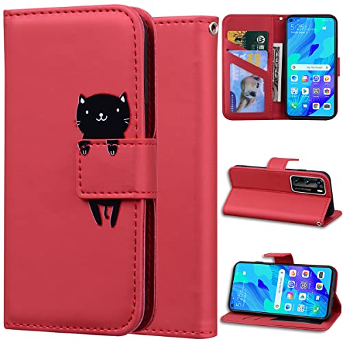 DodoBuy Hülle für Huawei Nova 5T, Cartoon Tiere Muster Magnetische Flip Cover PU Leder Schutzhülle Handy Tasche Brieftasche Wallet Case Ständer mit Kartenfächer - Rot Katze DodoBuy Hülle für Huawei Nova 5T, Cartoon Tiere Muster Magnetische Flip Cover PU Leder Schutzhülle Handy Tasche Brieftasche Wallet Case Ständer mit Kartenfächer - Rot Katze von DodoBuy