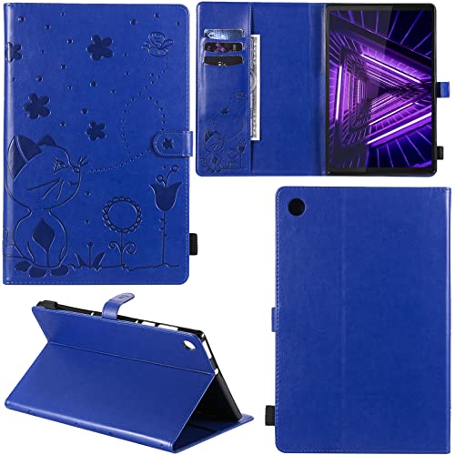 DodoBuy Hülle für Lenovo Tab M10 FHD Plus 10,3" Tablet, Katze Muster PU Leder Schutzhülle Tasche Case Flip Folio Smart Cover Brieftasche Ständer Kartenfächer Magnetverschluss - Blau von DodoBuy