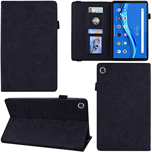 DodoBuy Hülle für Lenovo Tab M10 FHD Plus 10,3" Tablet, Mandala Muster Flip Smart Cover PU Leder Schutzhülle Tasche Brieftasche Multi-Winkel Wallet Case Ständer mit Kartenfächer - Schwarz von DodoBuy
