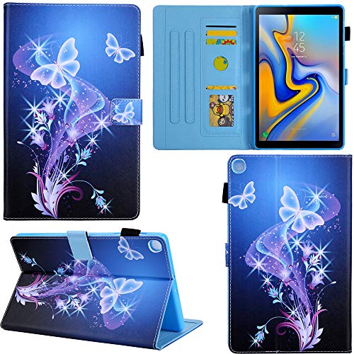 DodoBuy Hülle für Samsung Galaxy Tab A 10.1 2019 T510/T515,Flip Folio Smart Cover PU Leder Schutzhülle Tasche Brieftasche Wallet Case Ständer mit Kartenfächer Magnetverschluss - Bling Schmetterling von DodoBuy