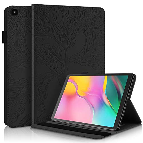 DodoBuy Hülle für Samsung Galaxy Tab A 8.0 2019 T290/295, Leben Baum Muster Flip Smart Cover PU Leder Schutzhülle Tasche Brieftasche Wallet Case Ständer mit Kartenfächer Gummiband - Schwarz von DodoBuy