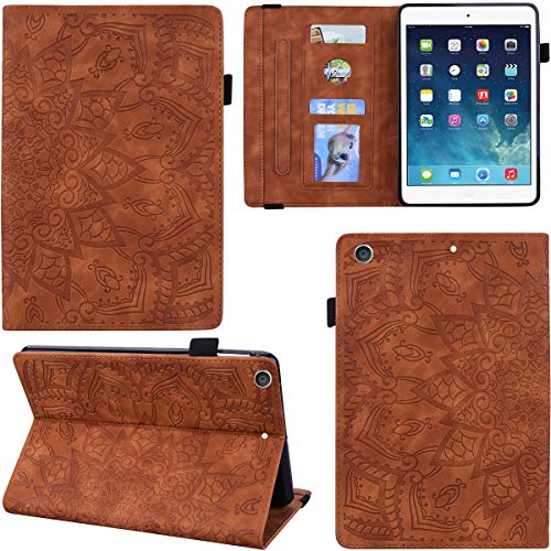 DodoBuy Hülle für iPad 10,2"/iPad Pro 10,5/iPad Air 10,5, Mandala Muster Flip Smart Cover PU Leder Schutzhülle Tasche Brieftasche Multi-Winkel Wallet Case Ständer mit Kartenfächer - Braun von DodoBuy