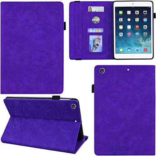 DodoBuy Hülle für iPad 10,2"/iPad Pro 10,5/iPad Air 10,5, Mandala Muster Flip Smart Cover PU Leder Schutzhülle Tasche Brieftasche Multi-Winkel Wallet Case Ständer mit Kartenfächer - Lila von DodoBuy