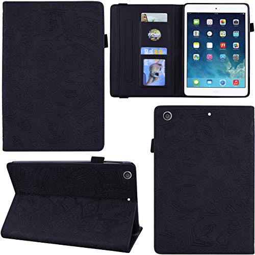 DodoBuy Hülle für iPad 10,2"/iPad Pro 10,5/iPad Air 10,5, Mandala Muster Flip Smart Cover PU Leder Schutzhülle Tasche Multi-Winkel Wallet Case Ständer mit Kartenfächer - Schwarz von DodoBuy