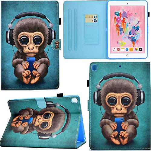 DodoBuy Hülle für iPad 10,2"/iPad Pro 10,5/iPad Air 10,5, PU Leder Flip Smart Cover Schutzhülle Tasche Brieftasche Wallet Case Schale Ständer mit Kartenfächer Magnetverschluss - AFFE von DodoBuy