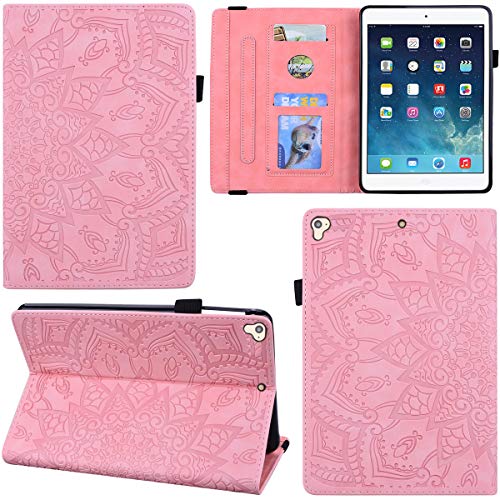 DodoBuy Hülle für iPad 9,7" 2017/2018/iPad Air/Air 2/iPad Pro 9,7", Mandala Muster Flip Smart Cover PU Leder Schutzhülle Tasche Multi-Winkel Wallet Case Ständer mit Kartenfächer - Rosa von DodoBuy