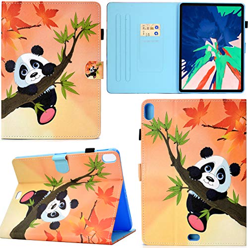 DodoBuy Hülle für iPad Pro 11" 2018/2020, PU Leder Flip Smart Cover Schutzhülle Tasche Brieftasche Wallet Case Schale Ständer mit Kartenfächer Magnetverschluss - Panda Baum von DodoBuy