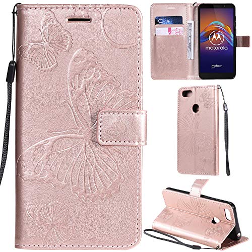 DodoBuy Motorola Moto E6 Play Hülle 3D Schmetterling Muster Prämie PU Leder Schutzhülle Tasche Case Flip Cover Brieftasche Ständer mit Kartenfächer Kartenfach für Motorola Moto E6 Play - Rosegold DodoBuy Motorola Moto E6 Play Hülle 3D Schmetterling Muster Prämie PU Leder Schutzhülle Tasche Case Flip Cover Brieftasche Ständer mit Kartenfächer Kartenfach für Motorola Moto E6 Play - Rosegold von DodoBuy