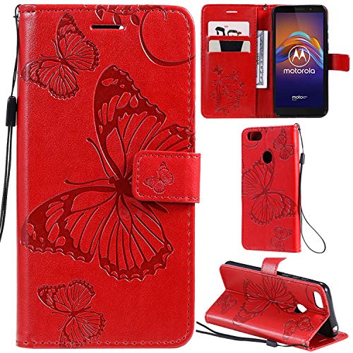 DodoBuy Motorola Moto E6 Play Hülle 3D Schmetterling Muster Prämie PU Leder Schutzhülle Tasche Case Flip Cover Brieftasche Ständer mit Kartenfächer Kartenfach für Motorola Moto E6 Play - Rot DodoBuy Motorola Moto E6 Play Hülle 3D Schmetterling Muster Prämie PU Leder Schutzhülle Tasche Case Flip Cover Brieftasche Ständer mit Kartenfächer Kartenfach für Motorola Moto E6 Play - Rot von DodoBuy