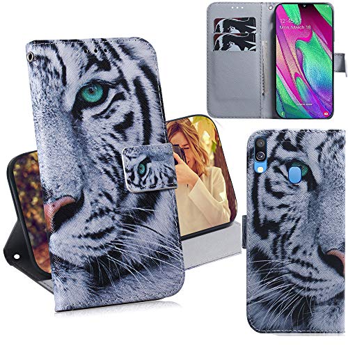 DodoBuy Samsung Galaxy A20e Hülle Flip PU Leder Schutzhülle Handy Tasche Case Cover Wallet Standfunktion mit Kartenfächer Magnetverschluss für Samsung Galaxy A20e - Tiger von DodoBuy