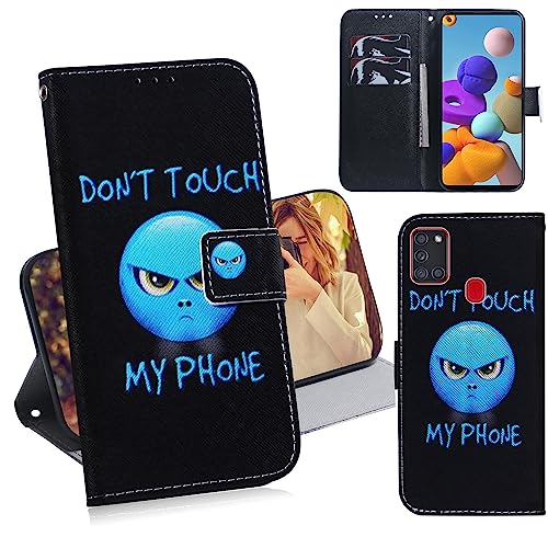 DodoBuy Samsung Galaxy A21s Hülle Flip PU Leder Schutzhülle Handy Tasche Case Cover Wallet Standfunktion mit Kartenfächer Magnetverschluss für Samsung Galaxy A21s - Don't Touch von DodoBuy