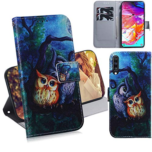 DodoBuy Samsung Galaxy A70 Hülle Flip PU Leder Schutzhülle Handy Tasche Case Cover Wallet Standfunktion mit Kartenfächer Magnetverschluss für Samsung Galaxy A70 - Eule von DodoBuy