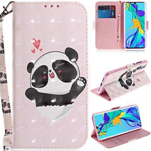 DodoBuy Samsung Galaxy M31 Hülle 3D Magnetische Flip PU Leder Schutzhülle Handy Tasche Case Cover Ständer mit Kartenfächer Trageschlaufe für Samsung Galaxy M31 - Liebe Panda von DodoBuy