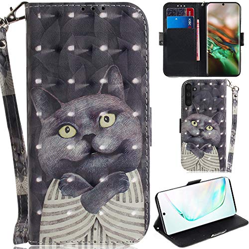 DodoBuy Samsung Galaxy Note 10 Hülle 3D Magnetische Flip PU Leder Schutzhülle Handy Tasche Case Cover Ständer mit Kartenfächer Trageschlaufe für Samsung Galaxy Note 10 - Grau Katze DodoBuy Samsung Galaxy Note 10 Hülle 3D Magnetische Flip PU Leder Schutzhülle Handy Tasche Case Cover Ständer mit Kartenfächer Trageschlaufe für Samsung Galaxy Note 10 - Grau Katze von DodoBuy