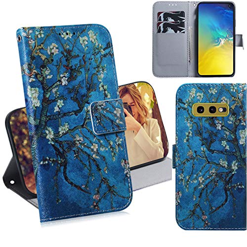 DodoBuy Samsung Galaxy S10e Hülle Flip PU Leder Schutzhülle Handy Tasche Case Cover Wallet Standfunktion mit Kartenfächer Magnetverschluss für Samsung Galaxy S10e - Blau Blume von DodoBuy