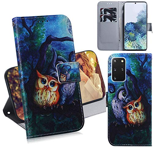 DodoBuy Samsung Galaxy S20+ Plus Hülle Flip PU Leder Schutzhülle Handy Tasche Case Cover Wallet Standfunktion mit Kartenfächer Magnetverschluss für Samsung Galaxy S20+ Plus - Eule von DodoBuy