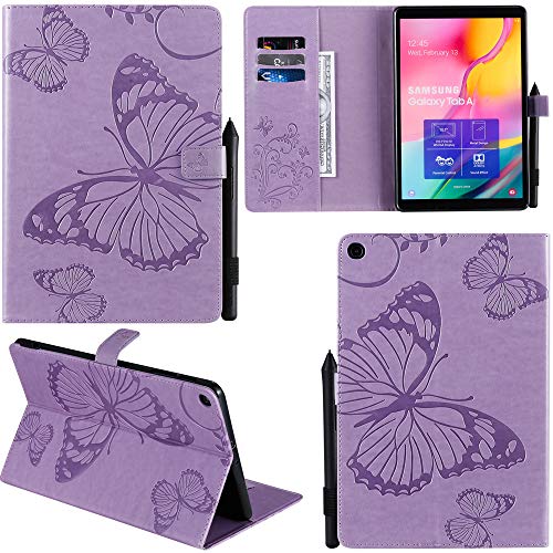 DodoBuy Samsung Galaxy Tab S5e Hülle 3D Schmetterling Muster PU Leder Schutzhülle Tasche Smart Cover Case Flip Wallet Brieftasche Ständer für Samsung Galaxy Tab S5e - Lavendel von DodoBuy