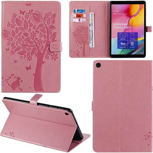 DodoBuy Samsung Galaxy Tab S5e Hülle Katze Baum Muster Flip PU Leder Schutzhülle Tasche Case Smart Cover Standfunktion für Samsung Galaxy Tab S5e - Hell Rosa von DodoBuy