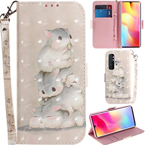 DodoBuy Xiaomi Mi Note 10 Lite Hülle 3D Magnetische Flip PU Leder Schutzhülle Handy Tasche Case Cover Ständer mit Kartenfächer Trageschlaufe für Xiaomi Mi Note 10 Lite - Eichhörnchen von DodoBuy