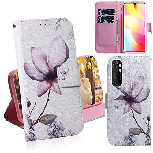 DodoBuy Xiaomi Mi Note 10 Lite Hülle Flip PU Leder Schutzhülle Handy Tasche Case Cover Wallet Standfunktion mit Kartenfächer Magnetverschluss für Xiaomi Mi Note 10 Lite - Blume von DodoBuy
