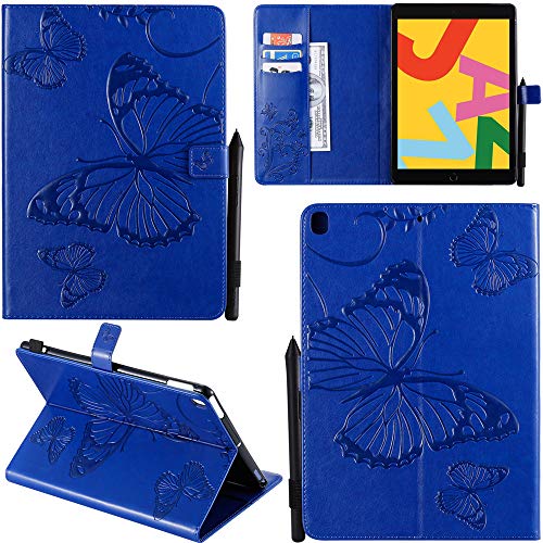 DodoBuy iPad 10.2"/iPad Pro 10.5/iPad Air 10.5 Hülle 3D Schmetterling Muster PU Leder Schutzhülle Tasche Smart Cover Case Flip Wallet Brieftasche Ständer für iPad 10.2"/Pro 10.5 - Blau von DodoBuy
