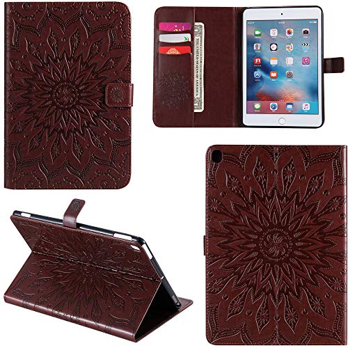 DodoBuy iPad 10.2"/iPad Pro 10.5/iPad Air 10.5 Hülle Sonnenblume Muster Flip PU Leder Schutzhülle Tasche Smart Case Cover Stand mit Kartenfach für iPad 10.2"/iPad Pro 10.5/iPad Air 10.5 - Braun von DodoBuy