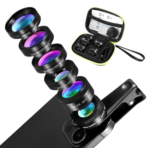 Universal-Teleobjektiv für Smartphone, 6 in 1, Smartphone-Linse, 140 x Telekamera, 25 x Makro-Objektiv, 205° Fischaugenobjektiv, für die meisten Smartphones Universal-Teleobjektiv für Smartphone, 6 in 1, Smartphone-Linse, 140 x Telekamera, 25 x Makro-Objektiv, 205° Fischaugenobjektiv, für die meisten Smartphones von DoeDoefong