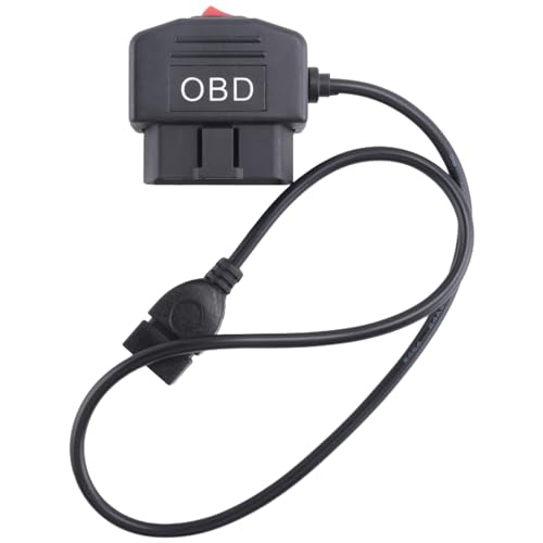 Doengdfo 1 Stück 24 Stunden 5 V 3 A USB-Autoladekabel, OBD-Hardwire-Kit, Schwarzer Kunststoff + Metall, Mini-USB-OBD-Autoladegerät mit Schalter, 0,5 M Langes Kabel für Dashcam, Camcorder, Fahrzeug-DVR von Doengdfo