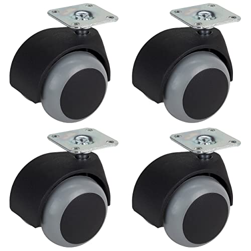 Dörner + Helmer 4er Set Möbel-Doppelrollen 50mm mit TPE-Rad und Platte, Tragkraft 120 kg/Set von Dörner + Helmer