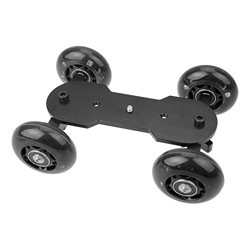 Dörr Kamerawagen Skate Dolly SD-4 mit 2-stufenlos verstellbare Achsen, 360 Grad Rundumansicht, Basisplatte, 1/4 Zoll Stativgewinde und Adapter auf 3/8 Zoll für DSLR/DSLM/Camcorder von Dörr