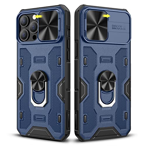 Doeshine Hülle für iPhone 13 & 12 Pro Max, Magnetisch Handyhülle mit Ring Ständer & Kameraschutz, Shockproof Case, Robust Fallschutz Outdoor Militär Schutzhülle für iPhone 13 & 12 Pro Max (Blau) von Doeshine