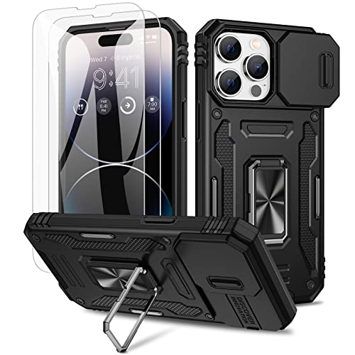 Doeshine Hülle für iPhone 14 Pro Max 6.7, Handyhülle mit Slide Kameraschutz, Metall 360°Drehbarer Magnetische Ständer, Anti-Kratzfestes, Militär Stoßfest Case für iPhone 14 Pro Max (Schwarz) Doeshine Hülle für iPhone 14 Pro Max 6.7, Handyhülle mit Slide Kameraschutz, Metall 360°Drehbarer Magnetische Ständer, Anti-Kratzfestes, Militär Stoßfest Case für iPhone 14 Pro Max (Schwarz) von Doeshine
