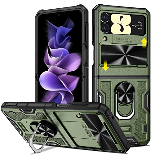 Doeshine Samsung Z Flip 3 Hülle, Ganzkörper Robuste Stoßfeste Schutzhülle mit 360 Grad Magnetischer Standfunktion, Kamera Schutzhülle, PC Anti-Shock Case für Samsung Galaxy Z Flip 3 5G 2021 (Grün) von Doeshine