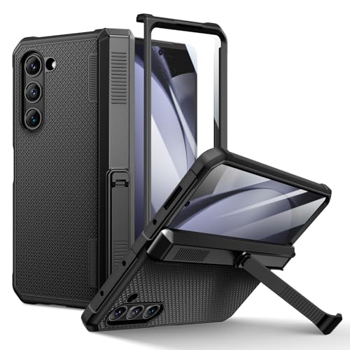 Doeshine für Samsung Galaxy Z Fold 5 Hülle mit Scharnierschutz & Ständer, 360 Grad Handyhülle mit Displayschutzfolie [Kompatibel mit MagSafe], Ganzkörper Robuste Militär Schutzhülle Cover (Schwarz) von Doeshine