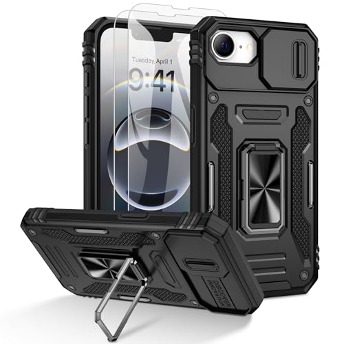 Doeshine für iPhone 16e Hülle 2025, Handyhülle mit 2 Stück Displayschutzfolie & Kameraschutz, 360° Rotate Ring Ständer, Robust Outdoor Fallschutz Case Militär Schutzhülle für iPhone 16e (Schwarz) Doeshine für iPhone 16e Hülle 2025, Handyhülle mit 2 Stück Displayschutzfolie & Kameraschutz, 360° Rotate Ring Ständer, Robust Outdoor Fallschutz Case Militär Schutzhülle für iPhone 16e (Schwarz) von Doeshine