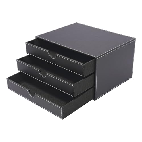3-lagiger Dokumenten-Organizer Schubladenbox Schubladenbox schreibtisch Schwarz/Kaffee für Büros Arbeitszimmer und Heimbüros (Schwarz) von Dofanqing