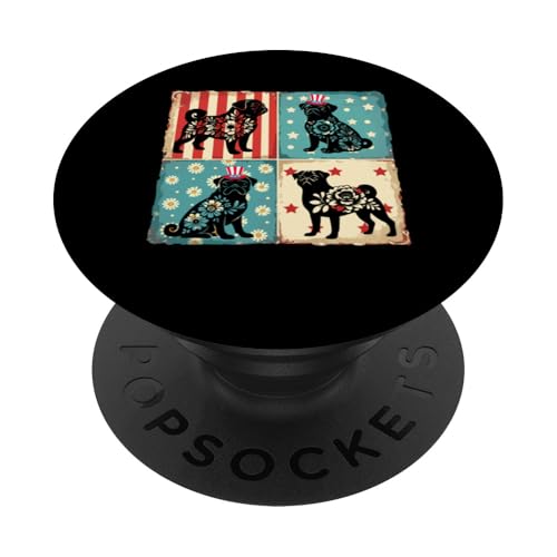 4. Juli US Flag Group Floral Pugs Owner Patriotic PopSockets Klebender PopGrip 4. Juli US Flag Group Floral Pugs Owner Patriotic PopSockets Klebender PopGrip von Dog 4th Of July Costume