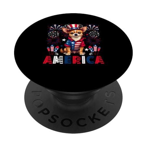 America 4th Of July US Flag Fireworks Chihuahua Owner Lover PopSockets Klebender PopGrip America 4th Of July US Flag Fireworks Chihuahua Owner Lover PopSockets Klebender PopGrip von Dog 4th Of July Costume