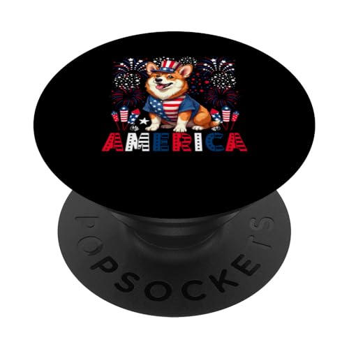 America 4th Of July US Flag Fireworks Corgi Owner Lover PopSockets Klebender PopGrip America 4th Of July US Flag Fireworks Corgi Owner Lover PopSockets Klebender PopGrip von Dog 4th Of July Costume