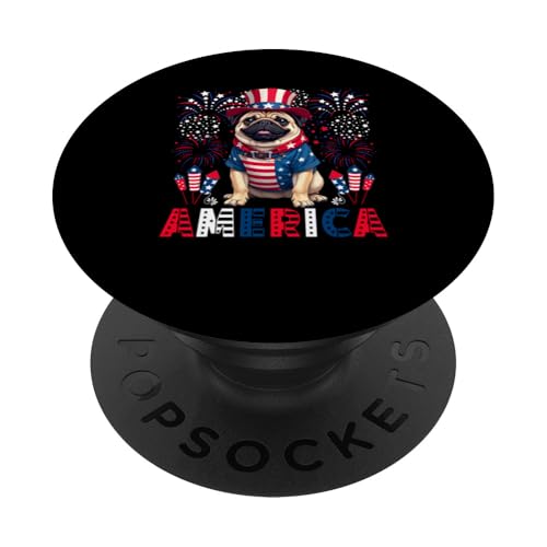 America 4th Of July US Flag Fireworks Pug Owner Lover PopSockets Klebender PopGrip America 4th Of July US Flag Fireworks Pug Owner Lover PopSockets Klebender PopGrip von Dog 4th Of July Costume